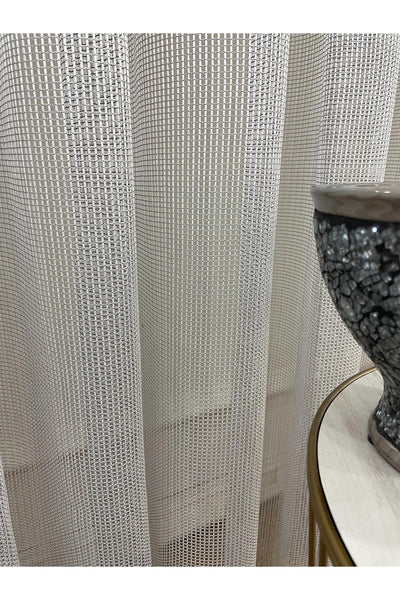 Modern Textured Knit 1/2.5 Pleat - Light Gray Sheer Curtain