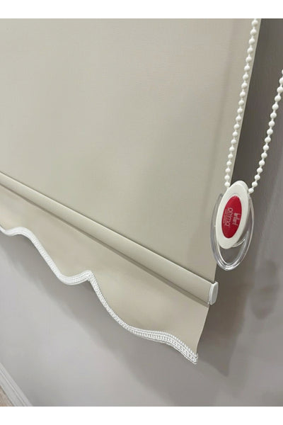 ROLLER BLIND BEIGE COLOR SKIRTED Thick Matte Linen Look