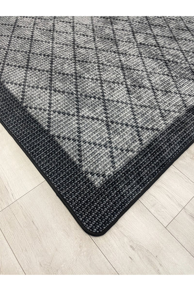 GREEN-BROWN Jute Sisal Look Bordered Non-Slip Base Runner Rug