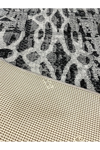 Gray Modern Woven-Look Latex Leather Base Rug