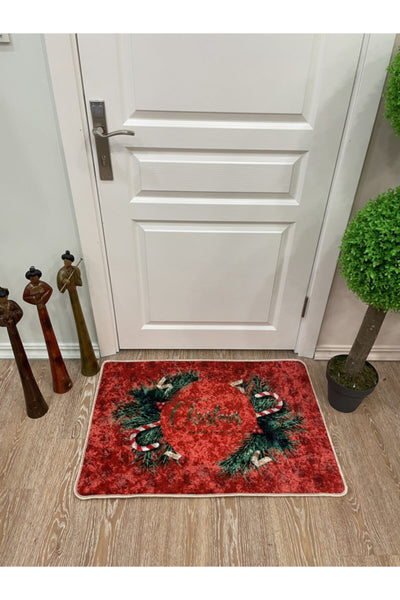 Candy Cane Christmas Latex-Backed Door Mat (Size 60x90)