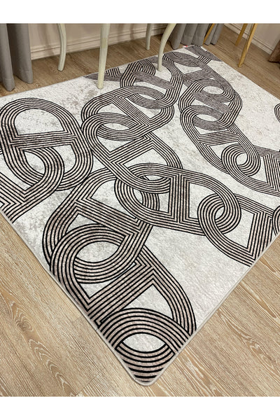 Hook Pattern Modern Design Latex-Backed Rug