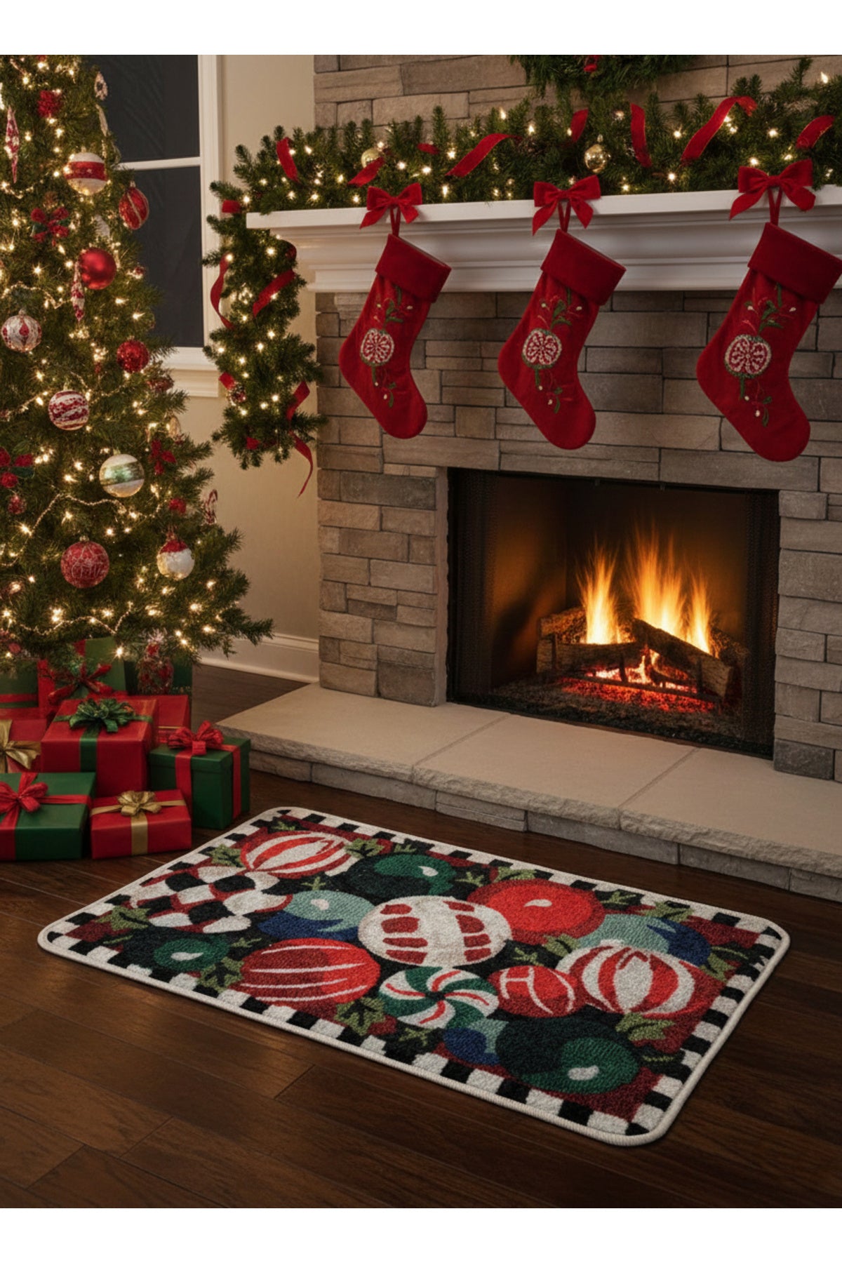Christmas-Themed Doorstep Tree Skirt Mat Red (50X70)