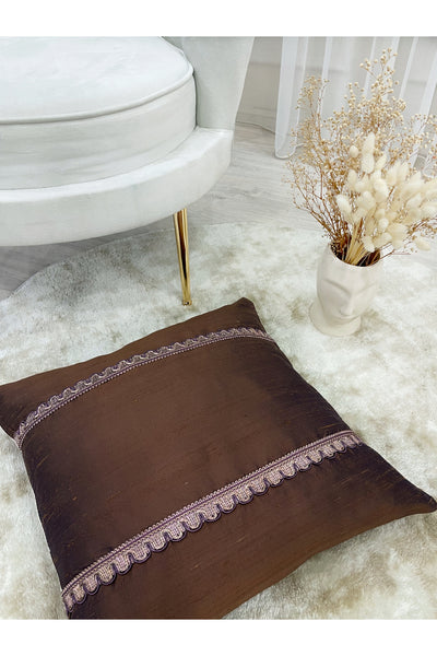 Imported Silk Cushion Pillow Cover with Cord (Oil Green)