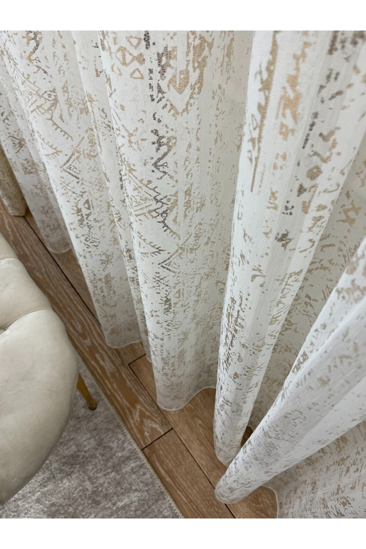 Modern Gold Foil 1/2.5 Pleat - Gold Foiled Sheer Curtain