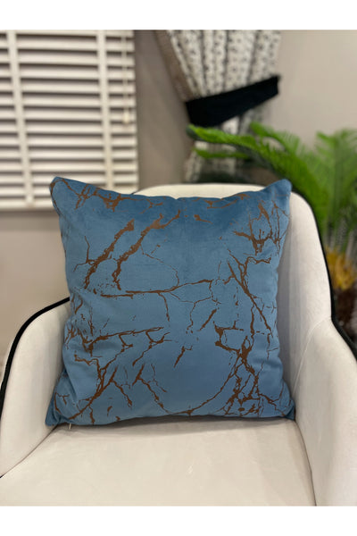 Set of 2 Velvet Throw Pillow Covers Ecru-Silver Foil (45X45)