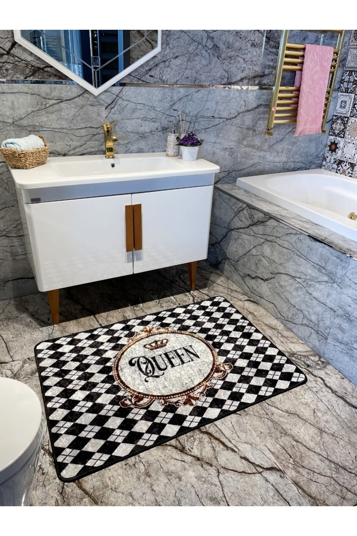 Queen Slogan Single Bathroom Mat Gray (size 80x120)