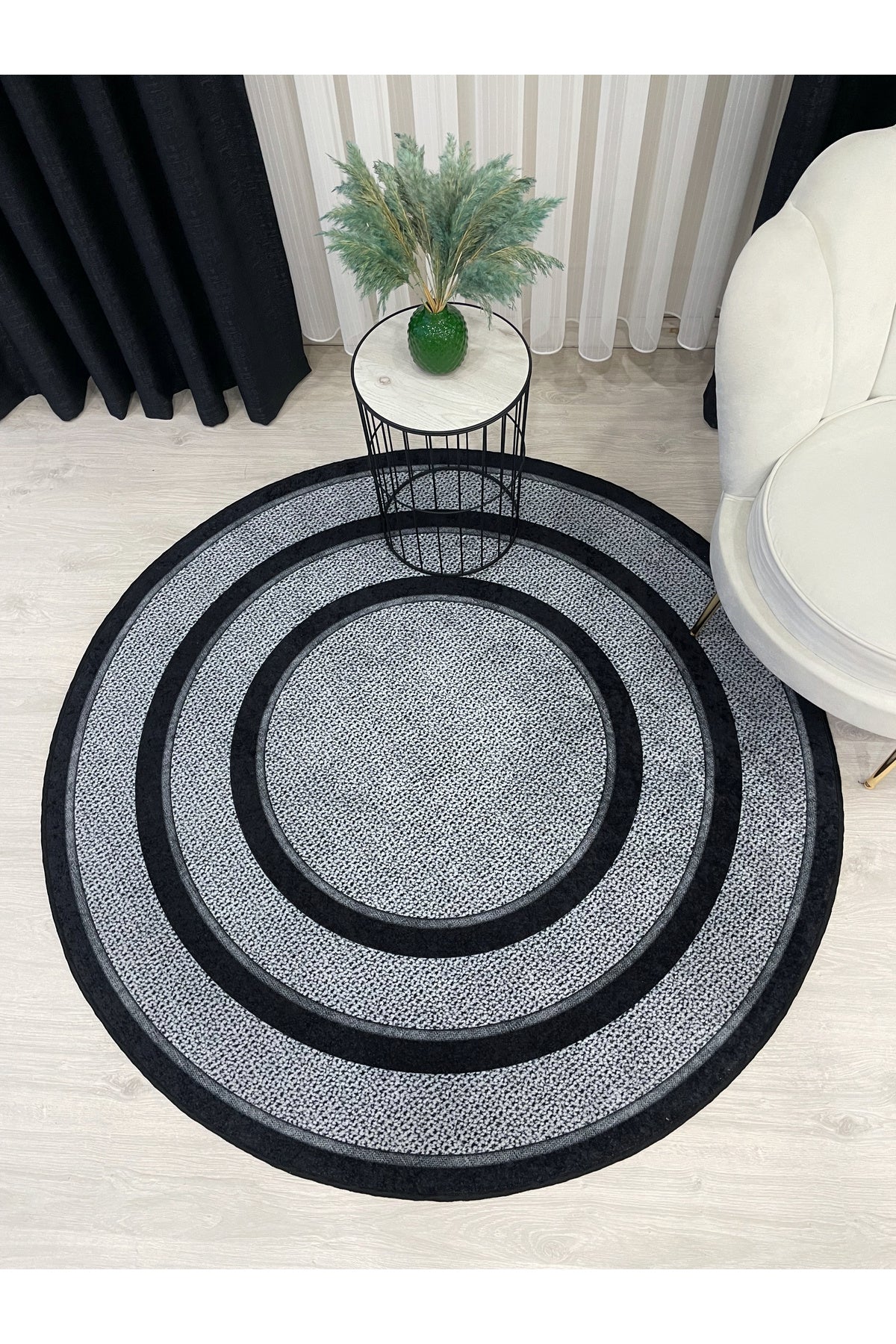 Jute Sisal Bordered Look Decorative Rug - Brown - Black