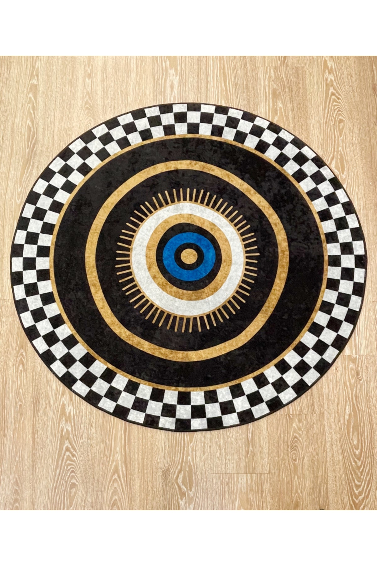 Checkered Pattern Leather Base Decorative Rug