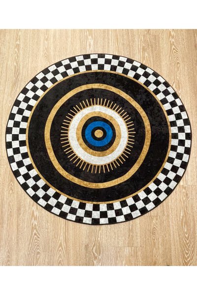 Checkered Pattern Leather Base Decorative Rug