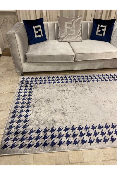Kruse Kaz Ayağı Desen Saçaksız Lateks Deri Taban Su Geçirmez Leke Tutmaz Halı