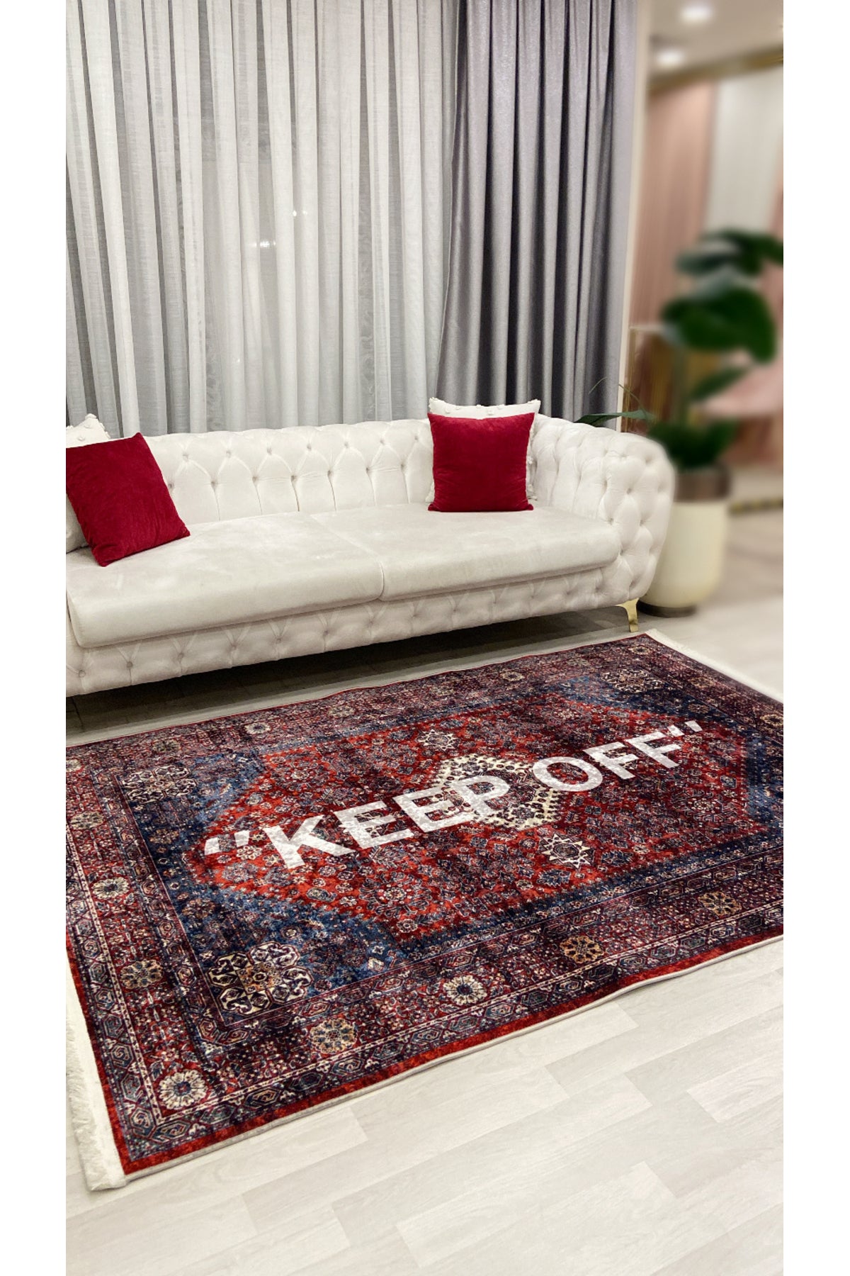 Pink Keep Off Fringed Latex Base Rug