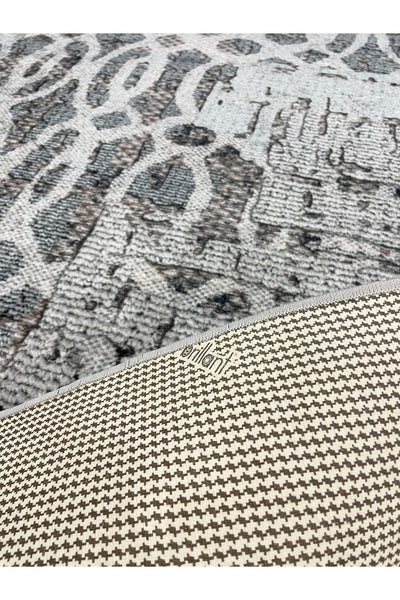 Gray Modern Woven-Look Latex Leather Base Rug