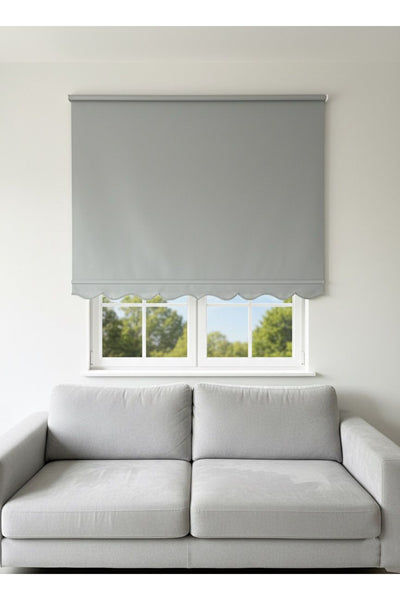 Roller Blind Thick Fabric (LINEN) Light Gray (ALUMINUM CASING TUBE)