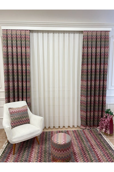 Zigzag Patterned 1/3 Pleated Blackout Curtain