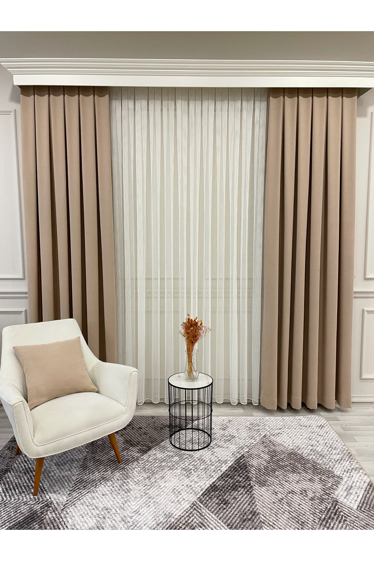 CAMEL Color 1/3 DENSE PLEAT Honeycomb Weave Soft Panama Blackout Curtain