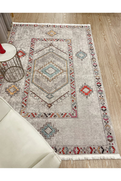 BEIGE Ethnic Kilim Pattern Runner Non-Slip Base Rug