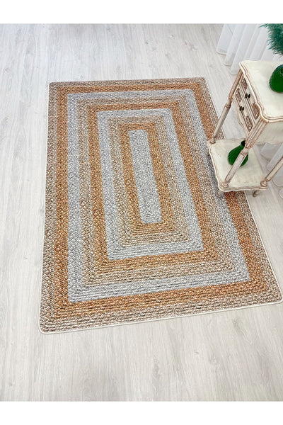 Jute Sisal Bordered Woven Base Rug - Brown - Gray