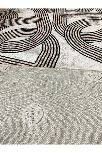Hook Pattern Modern Design Latex-Backed Rug
