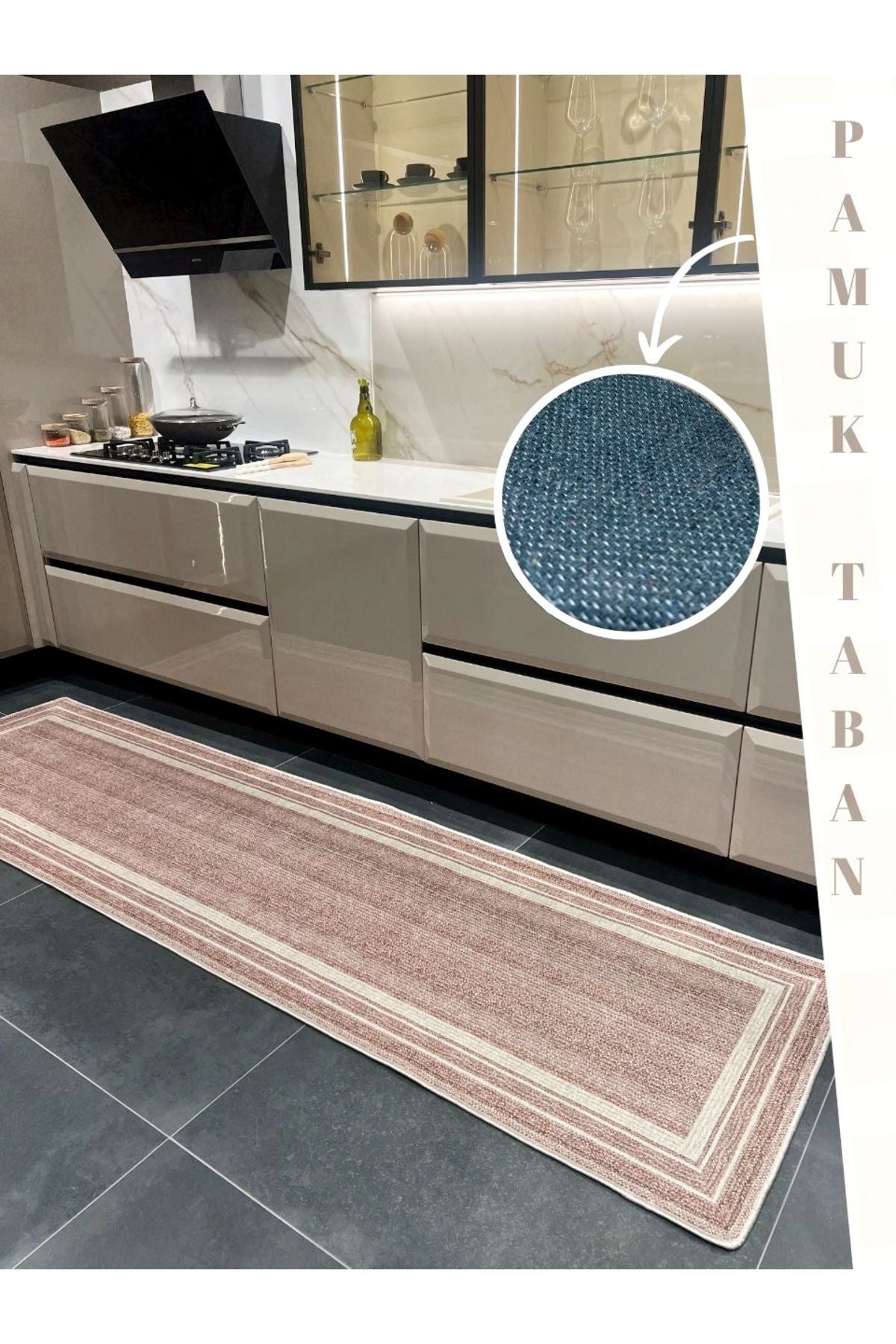 Jute-Pattern Kitchen Rug, Woven-Base Flat Rug