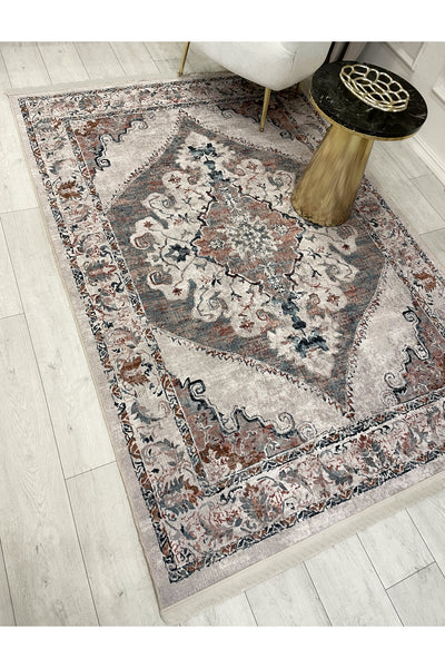 Gokbekli Damask Pattern Latex Base Living Room Rug