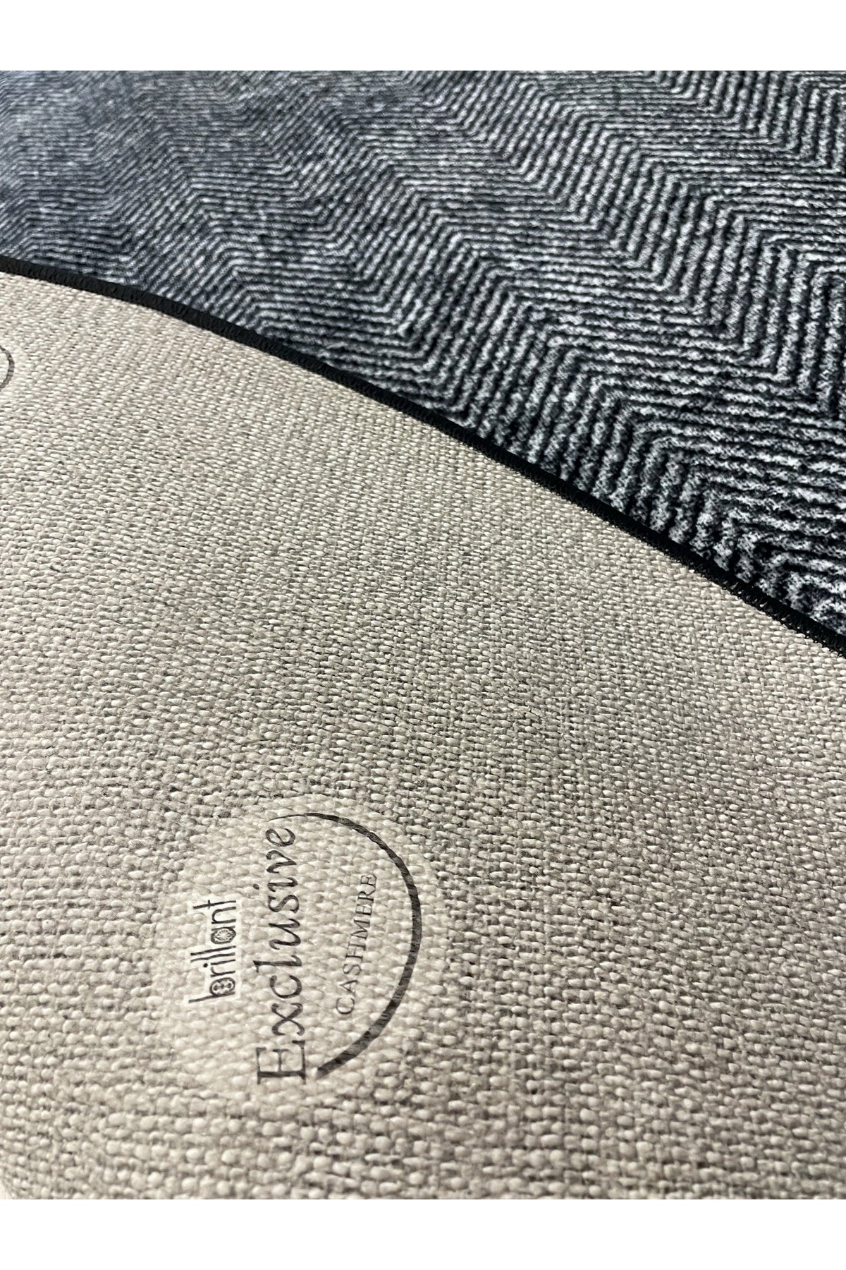 GRAY-NAVY Jute Sisal Look Non-Slip Base Rug