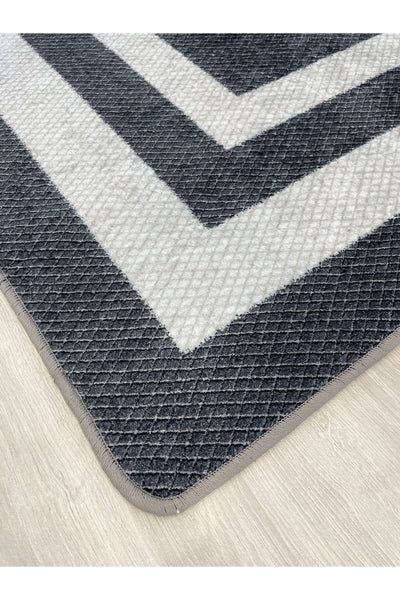 Gray Wicker-Look Bordered Latex Leather Base Rug