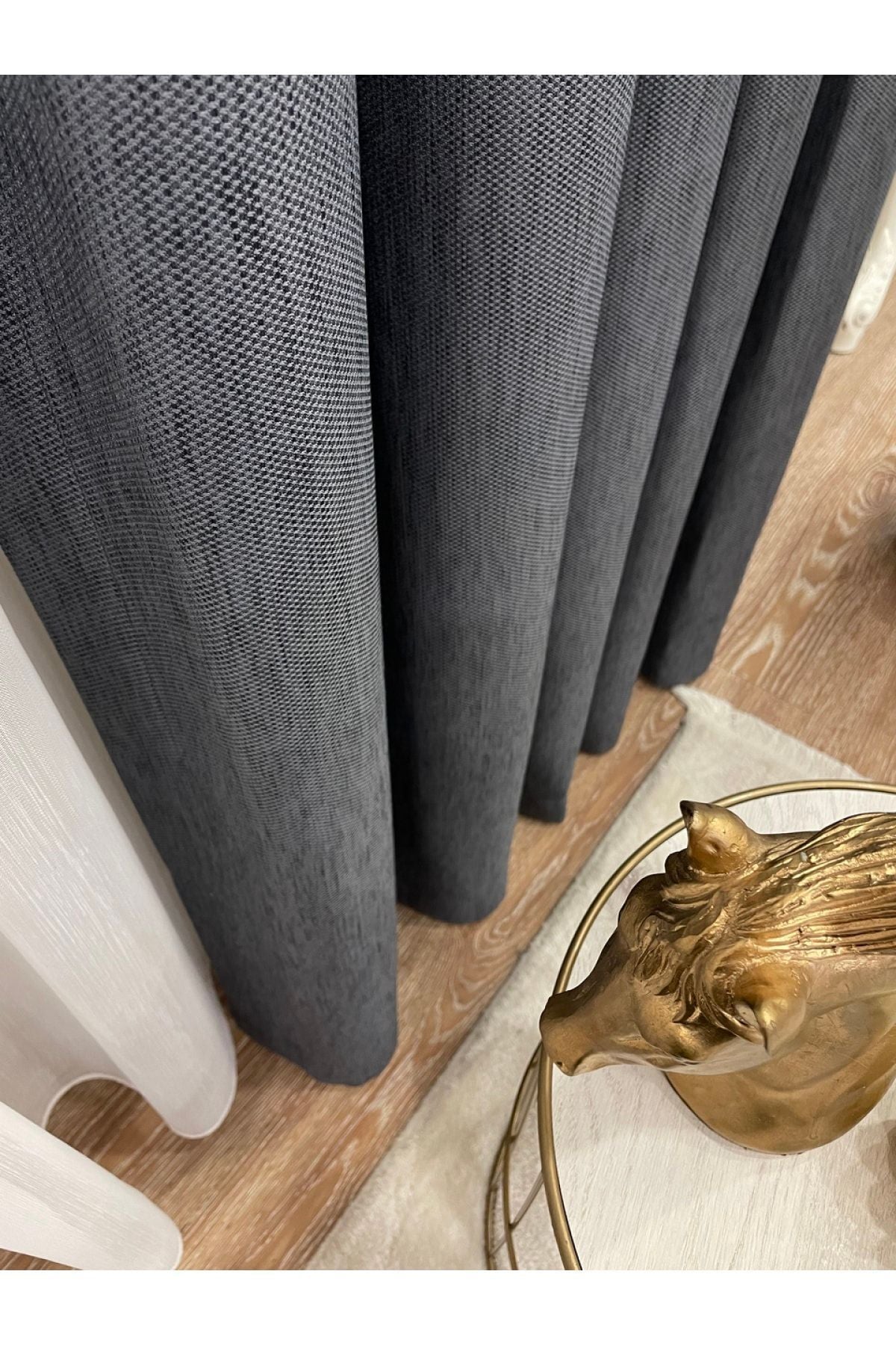 Jacquard Pattern on Blackout 1/2.50 Standard Pleated Blackout Curtain Dark Gray - Smoke