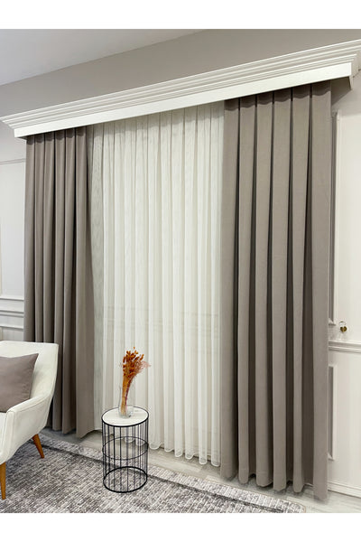 CAMEL Color 1/3 DENSE PLEAT Honeycomb Weave Soft Panama Blackout Curtain