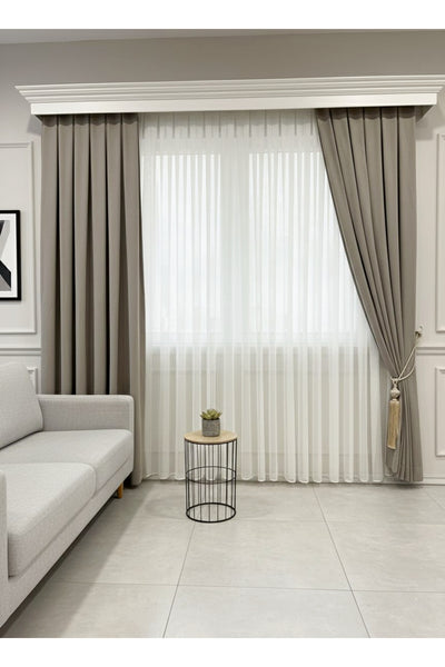 CAMEL Color 1/3 DENSE PLEAT Honeycomb Weave Soft Panama Blackout Curtain