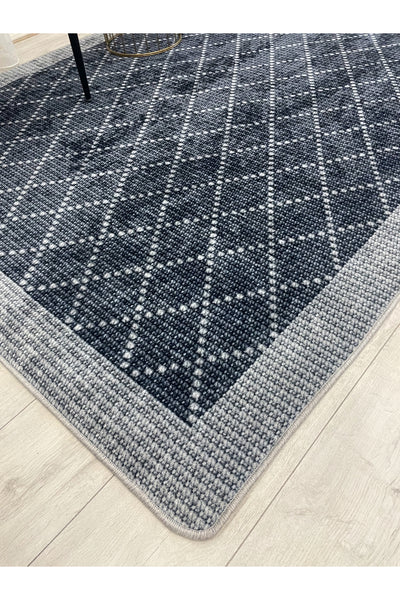 GREEN-BROWN Jute Sisal Look Bordered Non-Slip Base Runner Rug