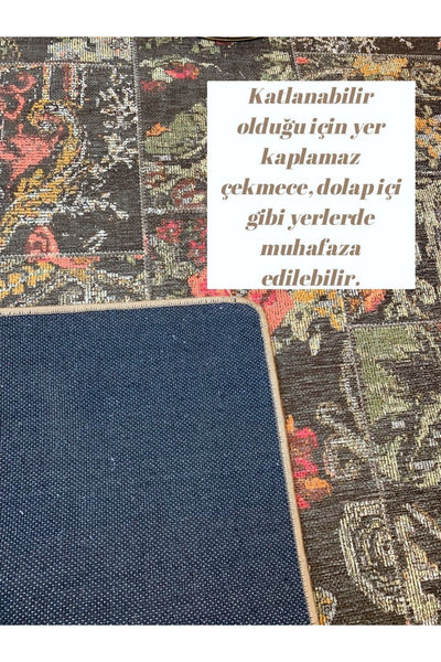 Patchwork Patterned Runner Kitchen Rug, Woven Base Rug