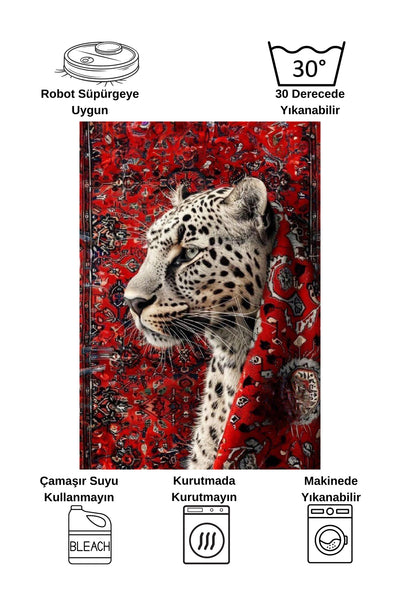 Leopard Pattern Red Decorative Latex Rug