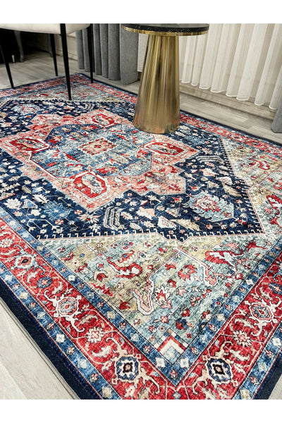 Kilim Motif FRINGED Classic Non-Slip Base Rug