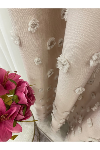 Blue Children's Room Pompom Puffy Blackout Curtain 1/3 Dense Pleating