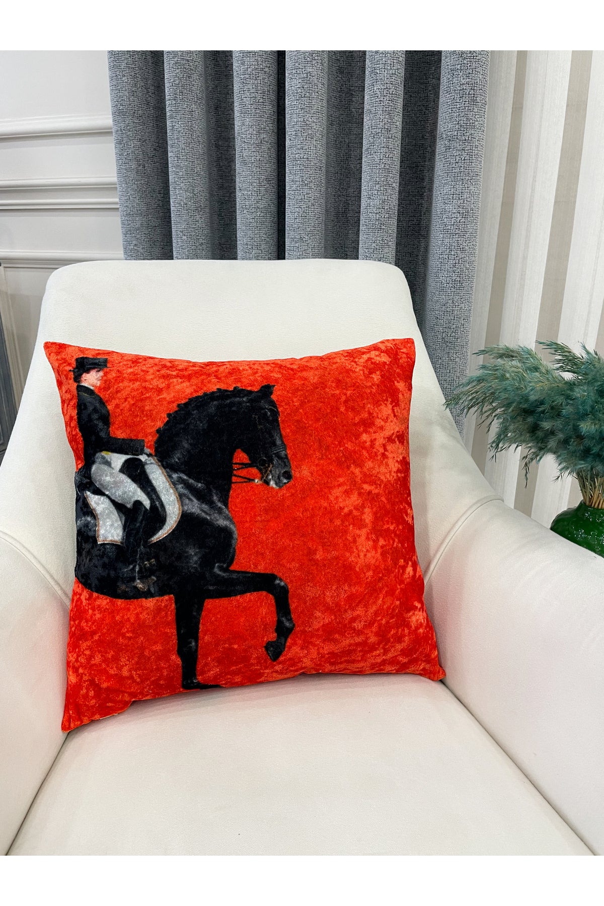 Orange Horse Pattern Throw Pillow Cover 45x45