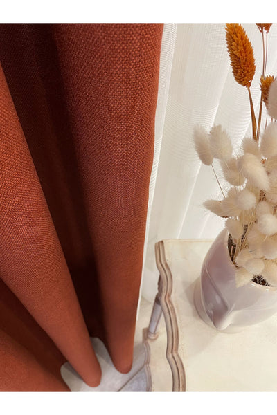 Stone Grey 1/3 Tight Pleat Linen-Look Blackout Curtain