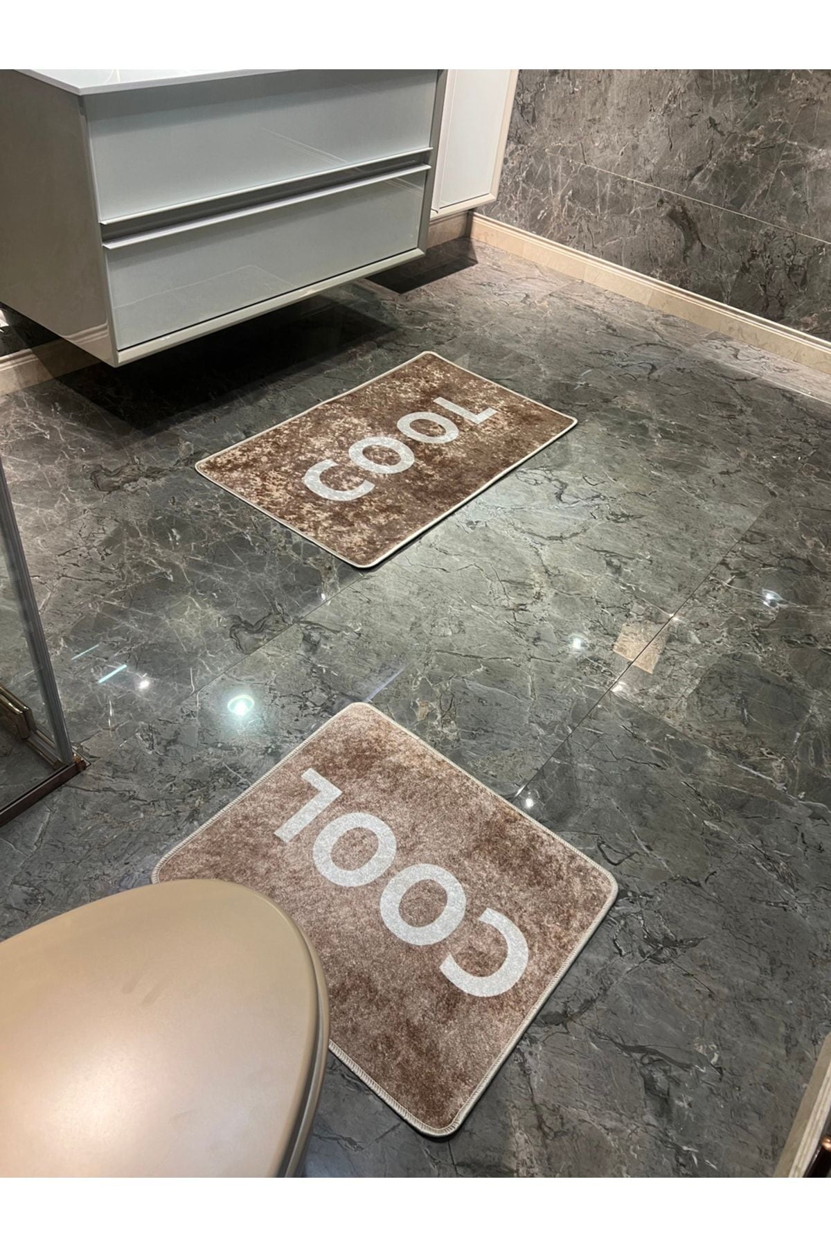 Cool Model 2'li Lateks Taban Banyo Paspas Takımı (60X100 - 60X50) - Kahverengi