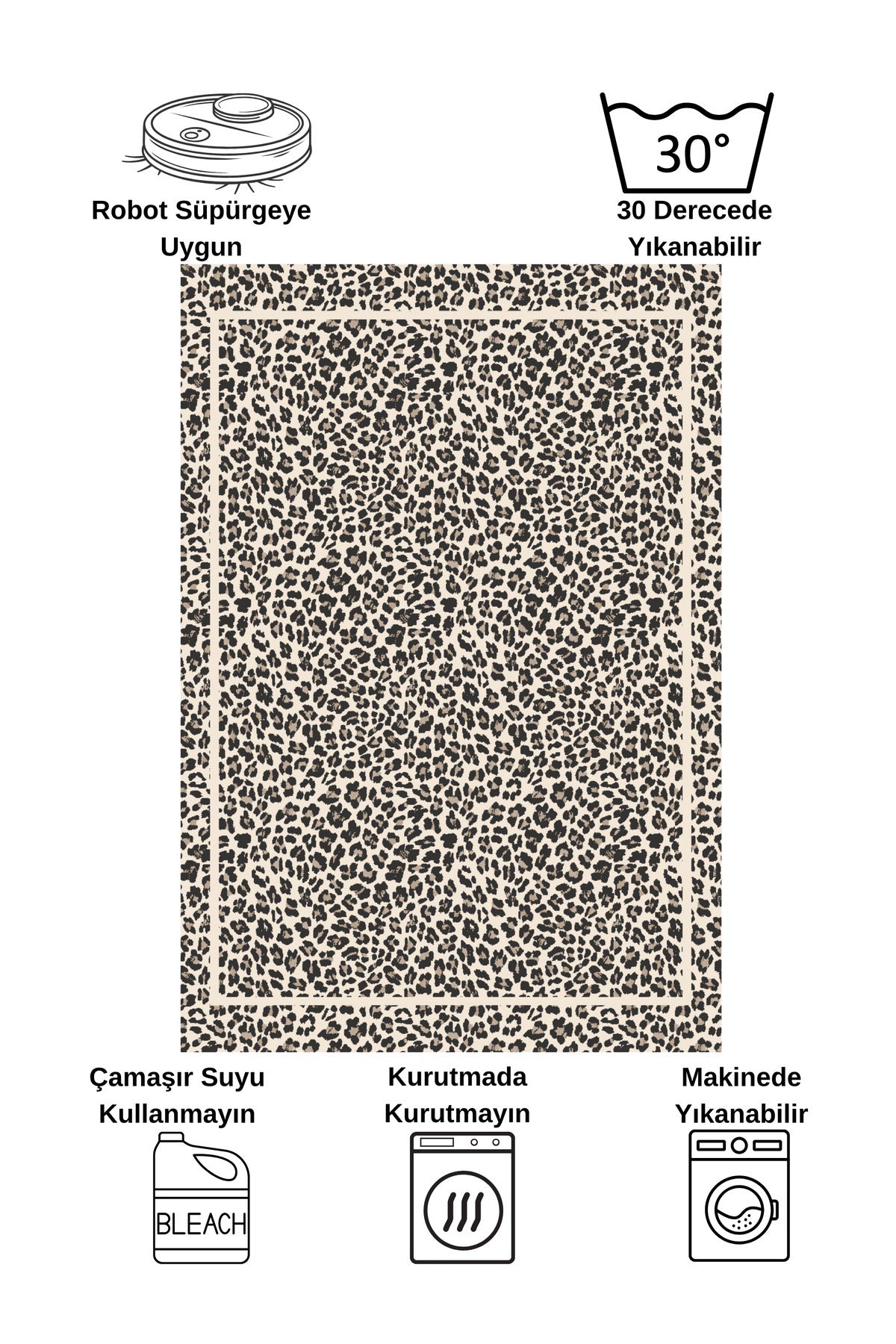 Leopard Pattern Oval Latex Leather Rug