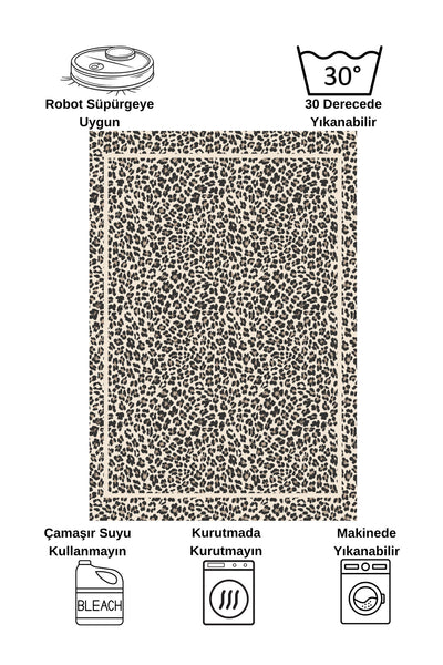 Leopard Pattern Oval Latex Leather Rug