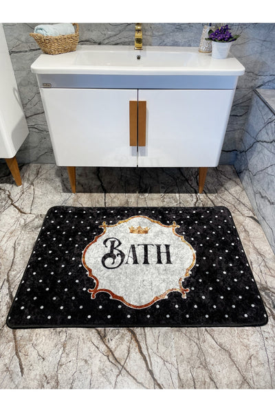 Bath Slogan Polka Dot Single Bathroom Mat (Size 80x120)