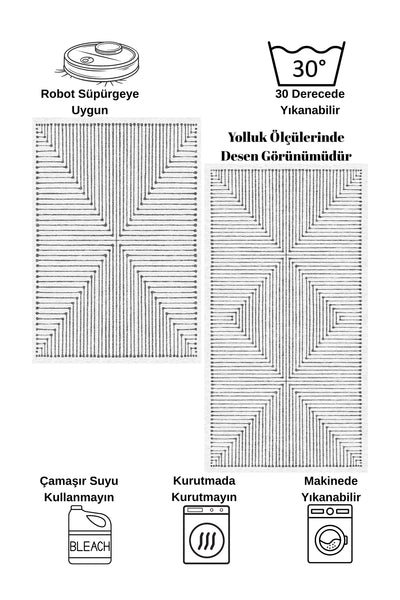 Terracotta Color Chenille-Look Design Runner Kitchen Rug