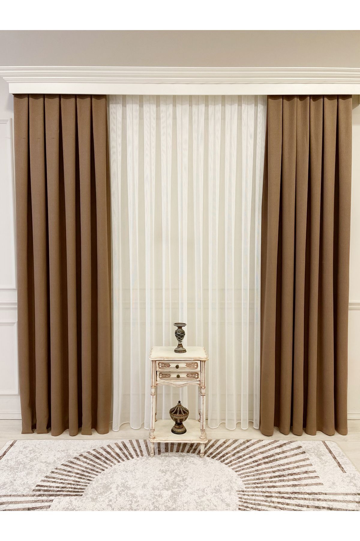 Stone Grey 1/3 Tight Pleat Linen-Look Blackout Curtain