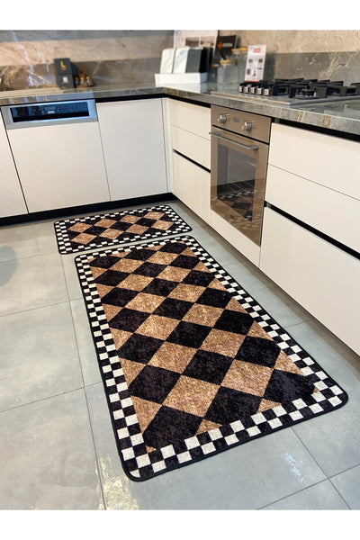 Jute Sisal Look Checkered Leather Base Rug