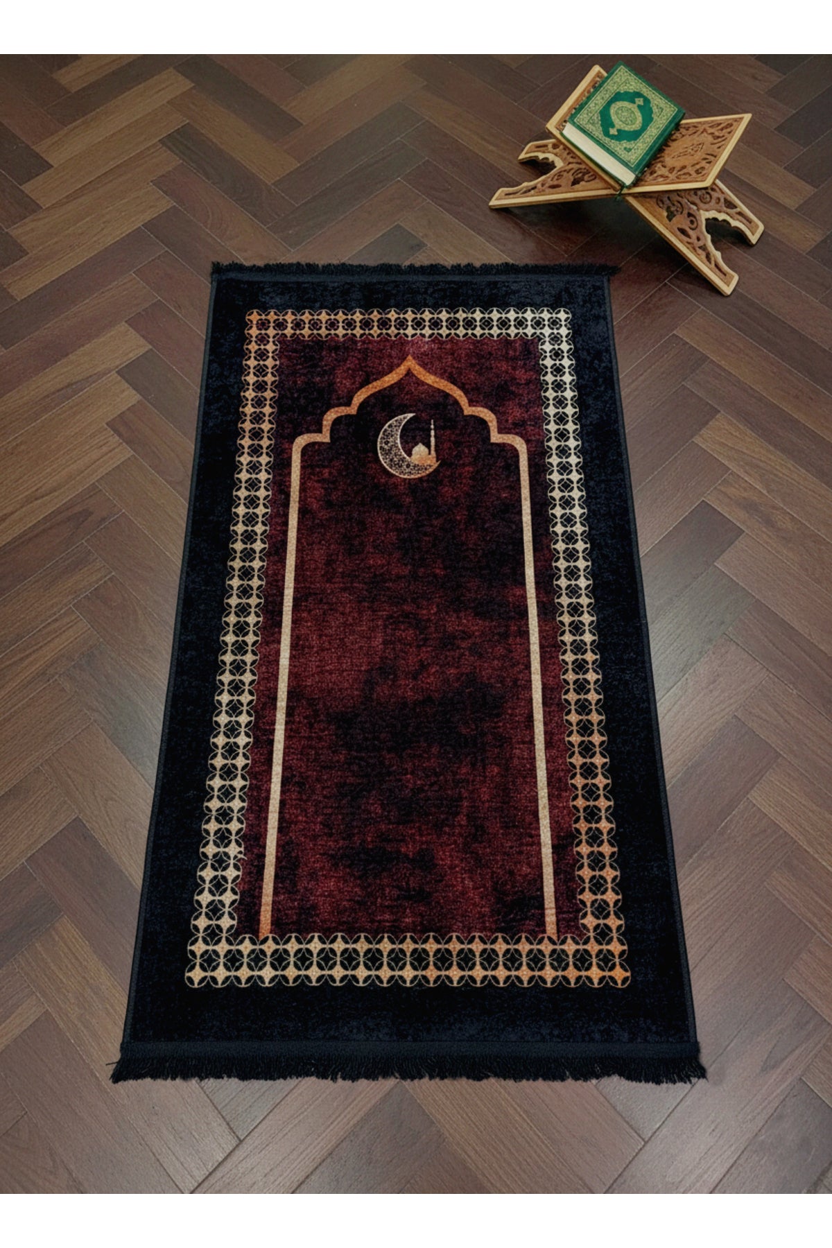 Fringed Prayer Rug Burgundy (Latex Base)