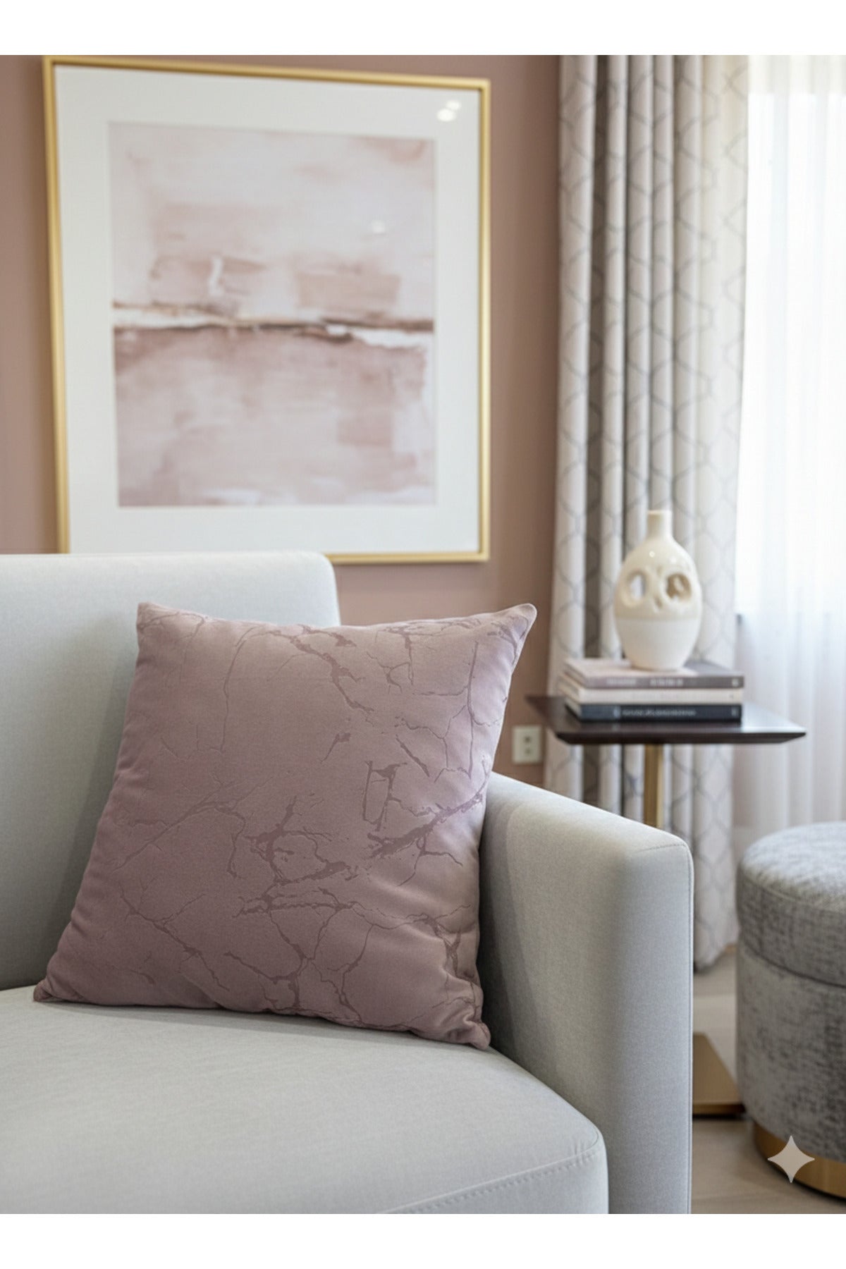 Set of 2 Velvet Throw Pillow Covers Ecru-Silver Foil (45X45)