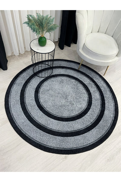 Jute Sisal Bordered Look Decorative Rug - Brown - Black