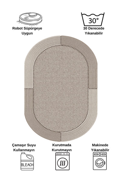 GRAY-NAVY Jute Sisal Look Non-Slip Base Rug