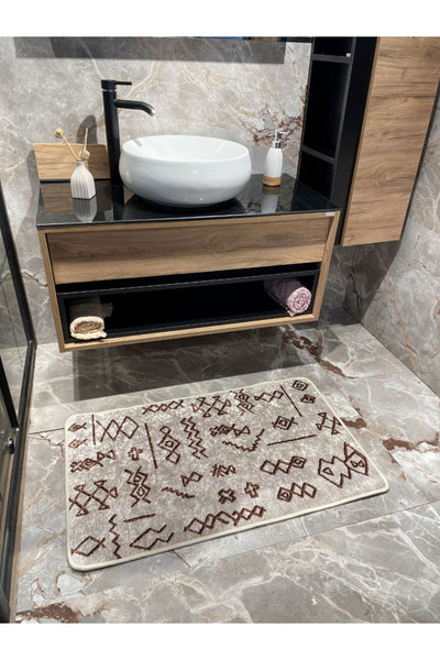 Ethnic Pattern Single Bath Mat - Beige (70x160)