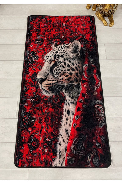 Leopard Pattern Red Decorative Latex Rug